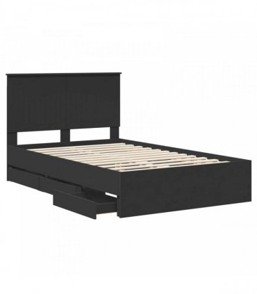 vidaXL Bed Frame with Drawer Black 120 x 190 cm Engineer Wood