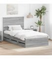 vidaXL Bed Frame with Drawer Grey Sonoma 100 x 200 cm Engineer Wood