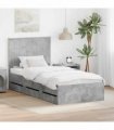 vidaXL Bed Frame with Drawer Concrete Grey 90 x 190 cm Engineer Wood