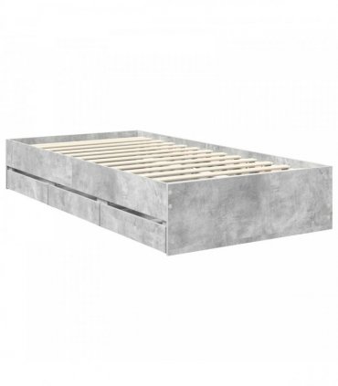 vidaXL Bed Frame with Drawer Concrete Grey 90 x 190 cm Engineer Wood