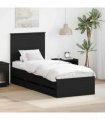 vidaXL Bed Frame with Drawer Black 75 x 190 cm Engineer Wood