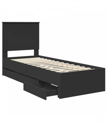 vidaXL Bed Frame with Drawer Black 75 x 190 cm Engineer Wood