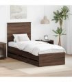vidaXL Bed Frame with Drawer Brown Oak 75 x 190 cm Engineer Wood
