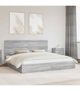 vidaXL Storage Bed Grey Sonoma 200 x 200 cm Engineered Wood