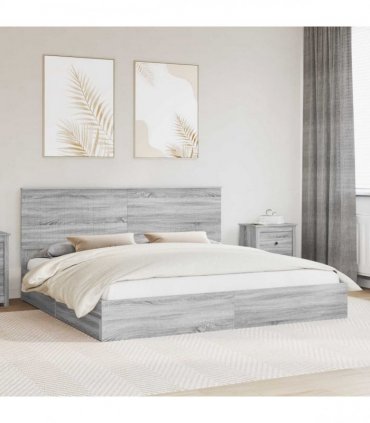 vidaXL Storage Bed Grey Sonoma 200 x 200 cm Engineered Wood