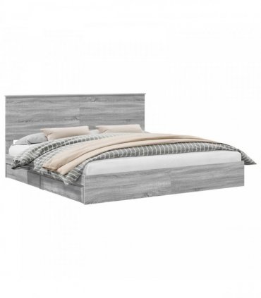 vidaXL Storage Bed Grey Sonoma 200 x 200 cm Engineered Wood