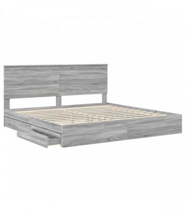 vidaXL Storage Bed Grey Sonoma 200 x 200 cm Engineered Wood