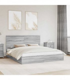 vidaXL Storage Bed Grey Sonoma 180 x 200 cm Engineered Wood