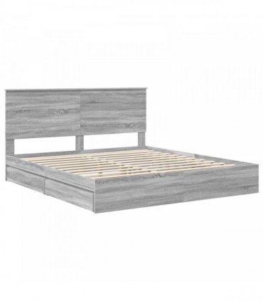 vidaXL Storage Bed Grey Sonoma 180 x 200 cm Engineered Wood