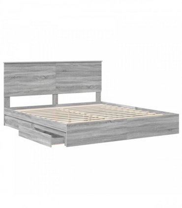 vidaXL Storage Bed Grey Sonoma 180 x 200 cm Engineered Wood