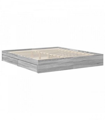 vidaXL Storage Bed Grey Sonoma 180 x 200 cm Engineered Wood