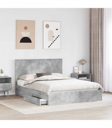 vidaXL Storage Bed Concrete Grey 150 x 200 cm Engineered Wood