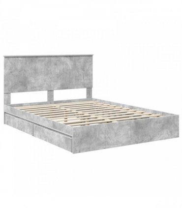 vidaXL Storage Bed Concrete Grey 150 x 200 cm Engineered Wood