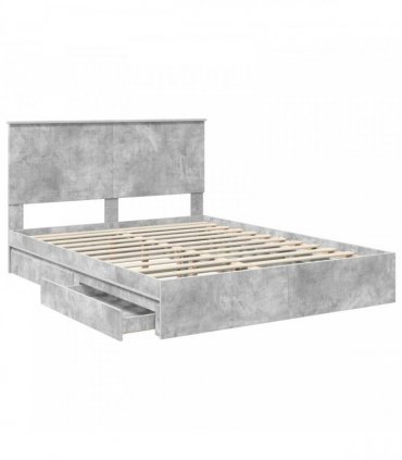 vidaXL Storage Bed Concrete Grey 150 x 200 cm Engineered Wood