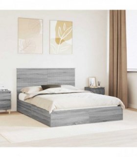 vidaXL Storage Bed Grey Sonoma 150 x 200 cm Engineered Wood