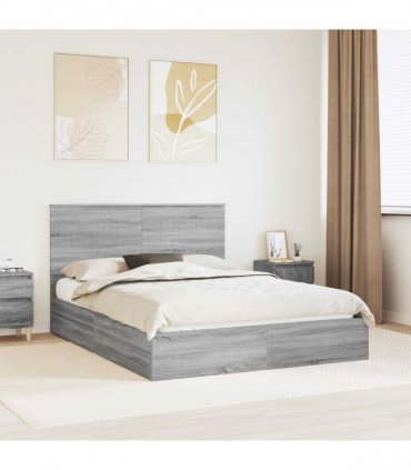 vidaXL Storage Bed Grey Sonoma 150 x 200 cm Engineered Wood