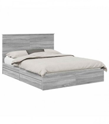 vidaXL Storage Bed Grey Sonoma 150 x 200 cm Engineered Wood