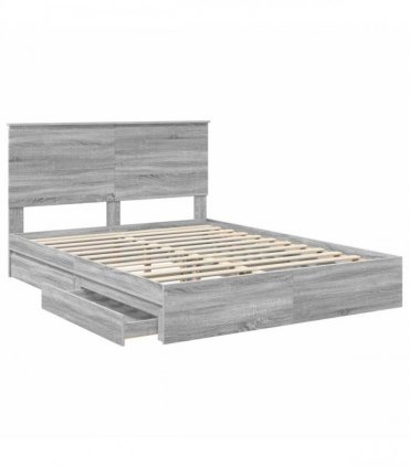 vidaXL Storage Bed Grey Sonoma 150 x 200 cm Engineered Wood