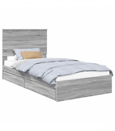 vidaXL Storage Bed Grey Sonoma 100 x 200 cm Engineered Wood