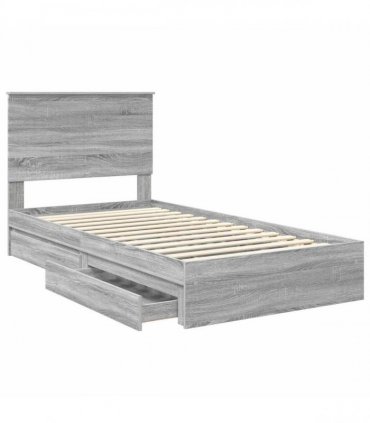 vidaXL Storage Bed Grey Sonoma 100 x 200 cm Engineered Wood