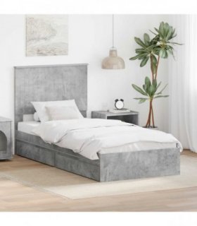 vidaXL Storage Bed Concrete Grey 90 x 190 cm Engineered Wood
