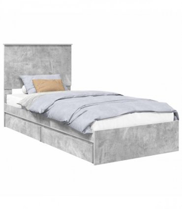 vidaXL Storage Bed Concrete Grey 90 x 190 cm Engineered Wood