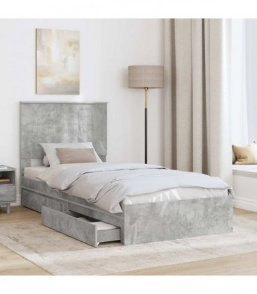 vidaXL Storage Bed Concrete Grey 90 x 190 cm Engineered Wood