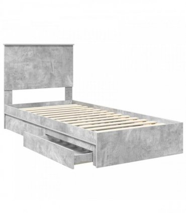vidaXL Storage Bed Concrete Grey 90 x 190 cm Engineered Wood