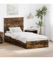 vidaXL Storage Bed with Drawer Smoked Oak 90 x 190 cm Engineered Wood