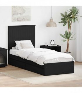 vidaXL Storage Bed with Drawer Black 75 x 190 cm Engineered Wood