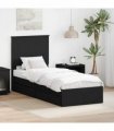 vidaXL Storage Bed with Drawer Black 75 x 190 cm Engineered Wood