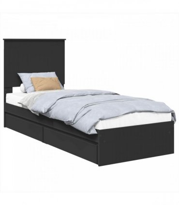 vidaXL Storage Bed with Drawer Black 75 x 190 cm Engineered Wood