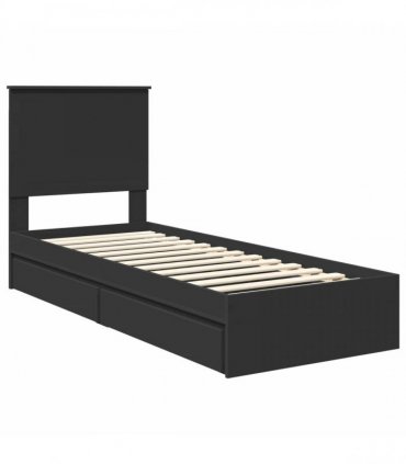 vidaXL Storage Bed with Drawer Black 75 x 190 cm Engineered Wood