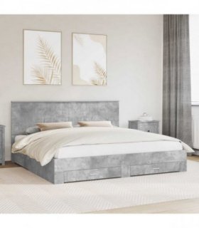 vidaXL Bed Frame Concrete Grey 200 x 200 cm Engineered Wood