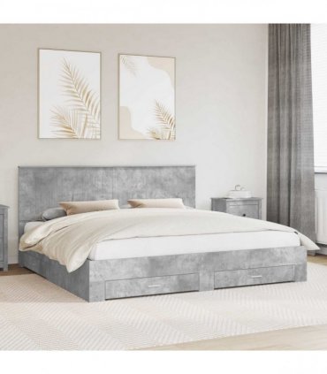 vidaXL Bed Frame Concrete Grey 200 x 200 cm Engineered Wood