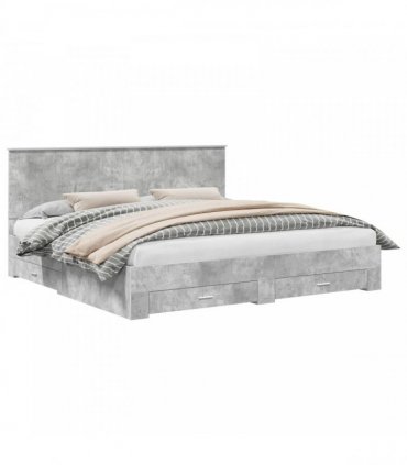 vidaXL Bed Frame Concrete Grey 200 x 200 cm Engineered Wood