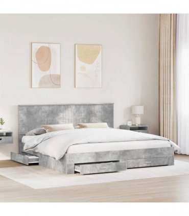 vidaXL Bed Frame Concrete Grey 200 x 200 cm Engineered Wood