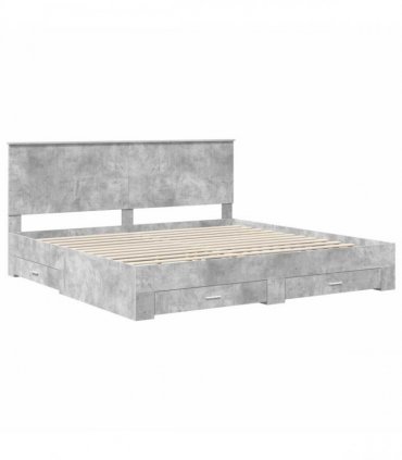 vidaXL Bed Frame Concrete Grey 200 x 200 cm Engineered Wood