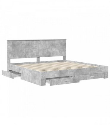 vidaXL Bed Frame Concrete Grey 200 x 200 cm Engineered Wood