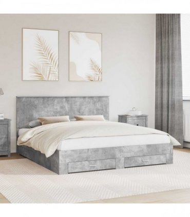 vidaXL Bed Frame Concrete Grey 180 x 200 cm Engineered Wood