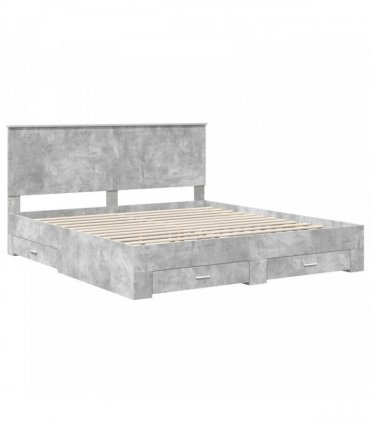 vidaXL Bed Frame Concrete Grey 180 x 200 cm Engineered Wood