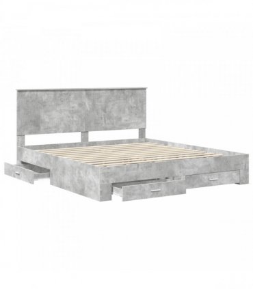 vidaXL Bed Frame Concrete Grey 180 x 200 cm Engineered Wood