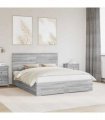 vidaXL Bed Frame with Drawer Grey Sonoma 160 x 200 cm Engineered Wood
