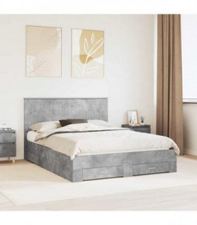 vidaXL Bed Frame Concrete Grey 150 x 200 cm Engineered Wood