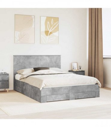 vidaXL Bed Frame Concrete Grey 150 x 200 cm Engineered Wood