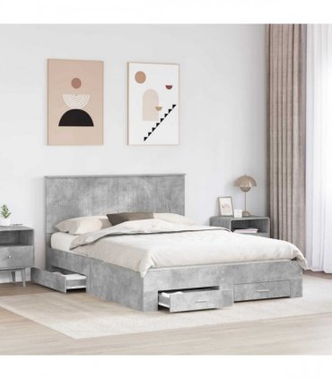 vidaXL Bed Frame Concrete Grey 150 x 200 cm Engineered Wood