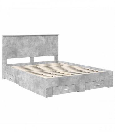 vidaXL Bed Frame Concrete Grey 150 x 200 cm Engineered Wood