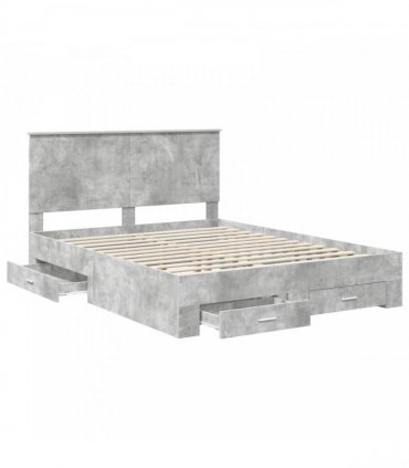 vidaXL Bed Frame Concrete Grey 150 x 200 cm Engineered Wood