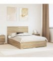 vidaXL Bed Frame with Drawer Sonoma Oak 135 x 190 cm Engineered Wood