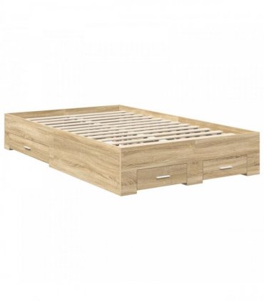 vidaXL Bed Frame with Drawer Sonoma Oak 135 x 190 cm Engineered Wood